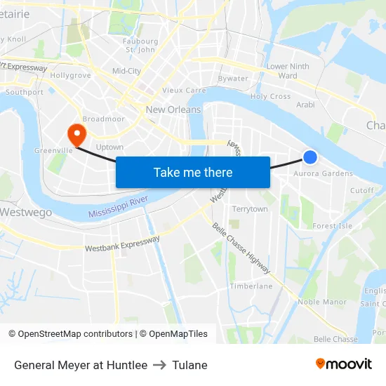 General Meyer at Huntlee to Tulane map