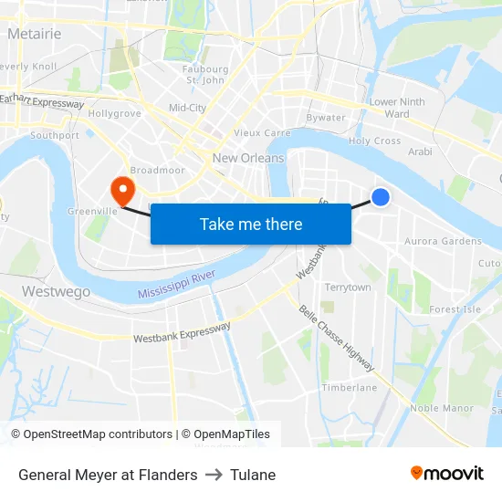 General Meyer at Flanders to Tulane map