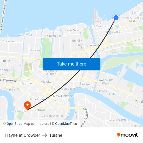 Hayne at Crowder to Tulane map
