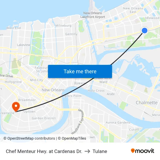 Chef Menteur Hwy. at Cardenas Dr. to Tulane map