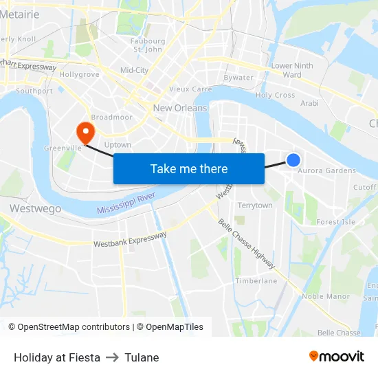 Holiday at Fiesta to Tulane map
