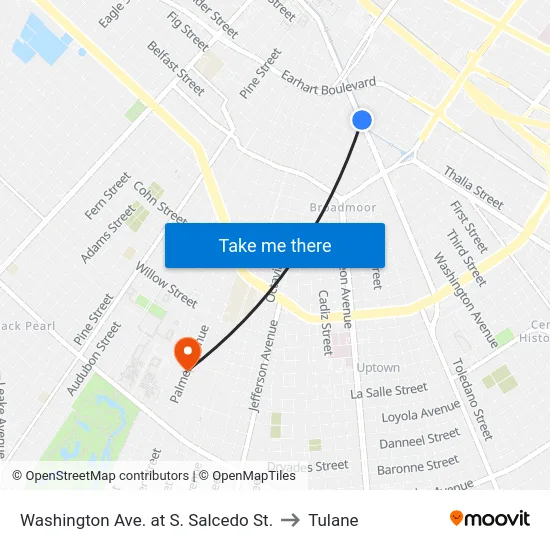 Washington Ave. at S. Salcedo St. to Tulane map