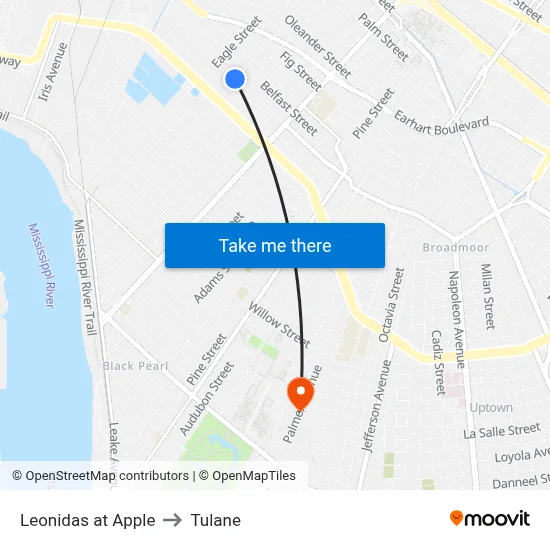 Leonidas at Apple to Tulane map