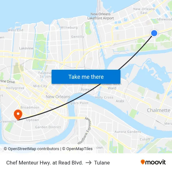 Chef Menteur Hwy. at Read Blvd. to Tulane map