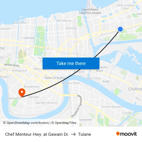 Chef Menteur Hwy. at Gawain Dr. to Tulane map