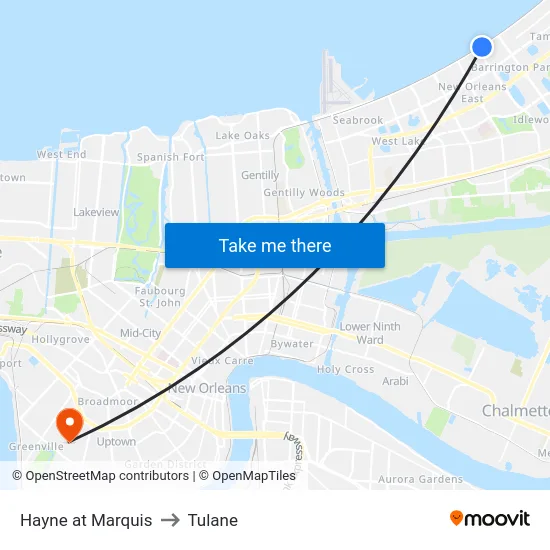 Hayne at Marquis to Tulane map