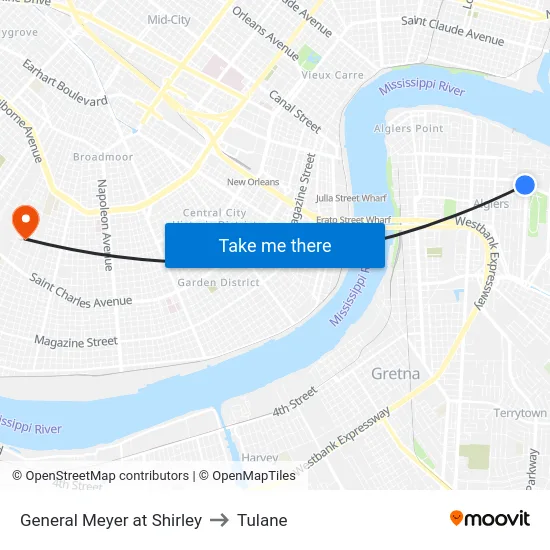 General Meyer at Shirley to Tulane map