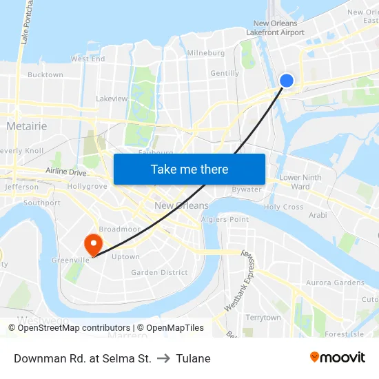Downman Rd. at Selma St. to Tulane map