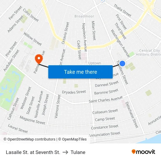 Lasalle St. at Seventh St. to Tulane map