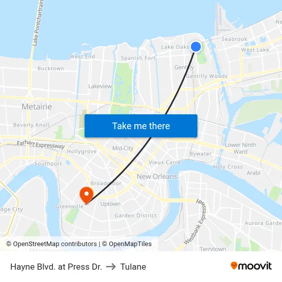 Hayne Blvd. at Press Dr. to Tulane map