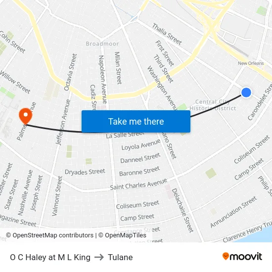 O C Haley at M L King to Tulane map