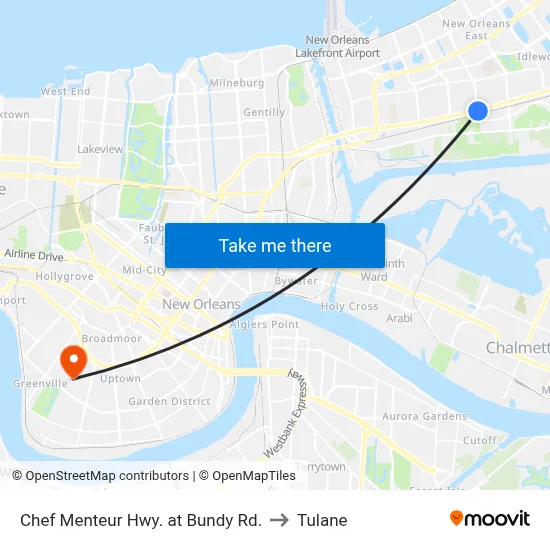 Chef Menteur Hwy. at Bundy Rd. to Tulane map