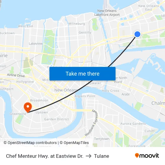 Chef Menteur Hwy. at Eastview Dr. to Tulane map