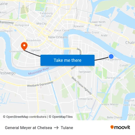 General Meyer at Chelsea to Tulane map