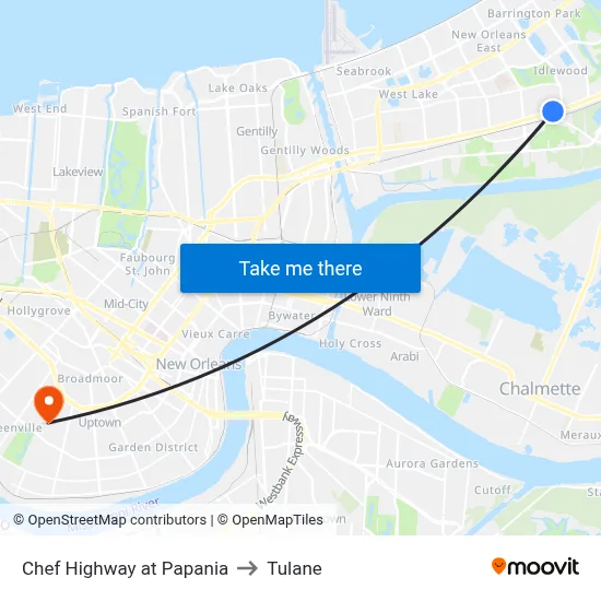 Chef Highway at Papania to Tulane map