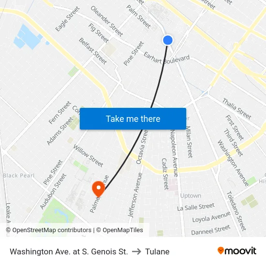 Washington Ave. at S. Genois St. to Tulane map