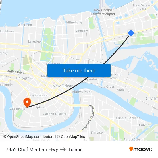 7952 Chef Menteur Hwy to Tulane map