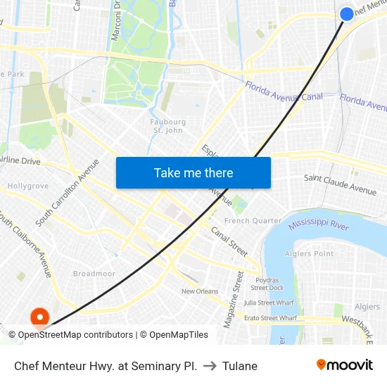 Chef Menteur Hwy. at Seminary Pl. to Tulane map