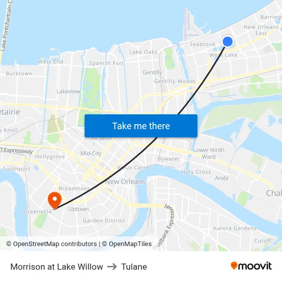 Morrison at Lake Willow to Tulane map