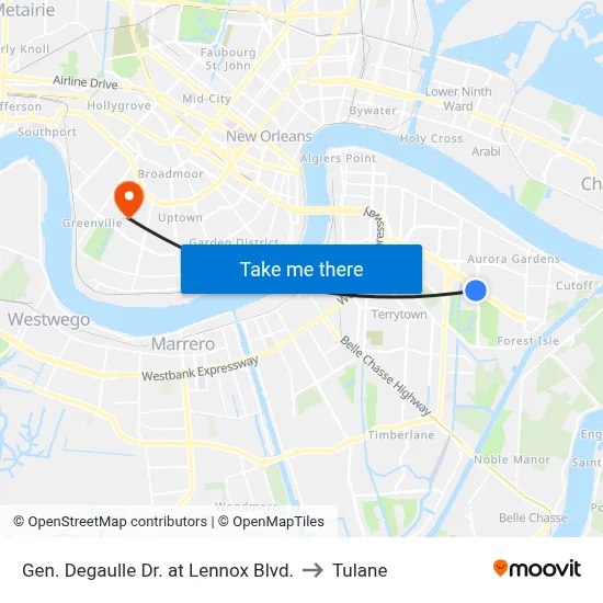Gen. Degaulle Dr. at Lennox Blvd. to Tulane map