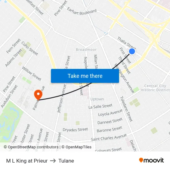 M L King at Prieur to Tulane map