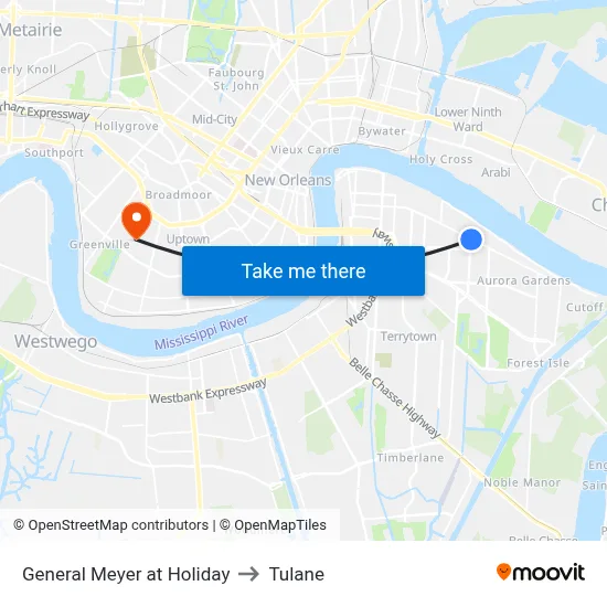 General Meyer at Holiday to Tulane map