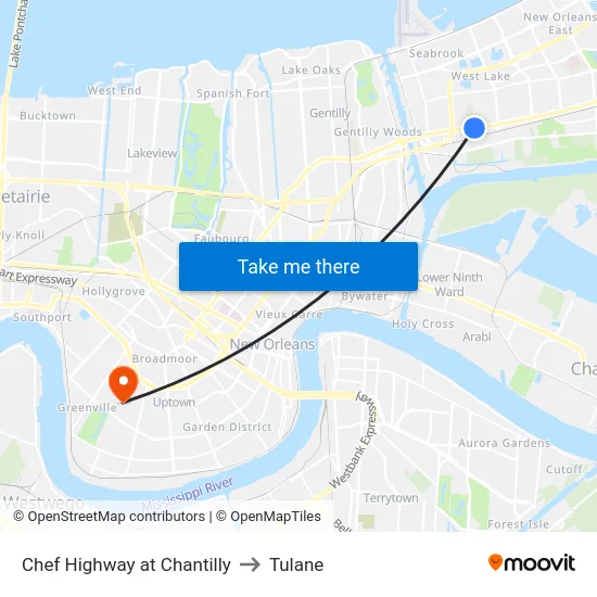 Chef Highway at Chantilly to Tulane map