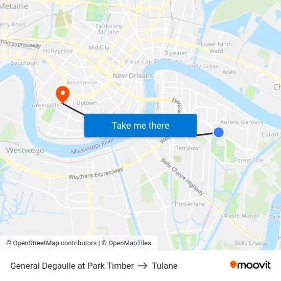 General Degaulle at Park Timber to Tulane map
