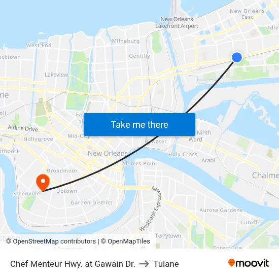 Chef Menteur Hwy. at Gawain Dr. to Tulane map