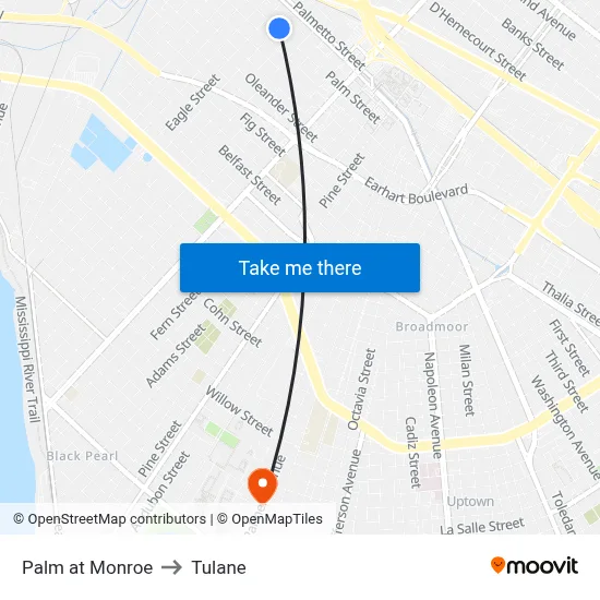 Palm at Monroe to Tulane map