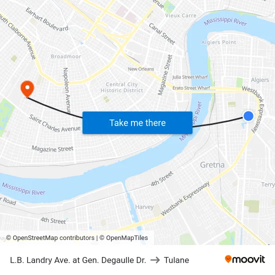 L.B. Landry Ave. at Gen. Degaulle Dr. to Tulane map