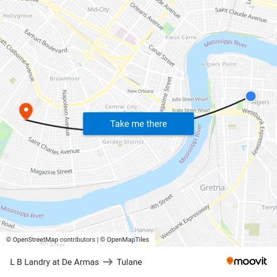 L B Landry at De Armas to Tulane map