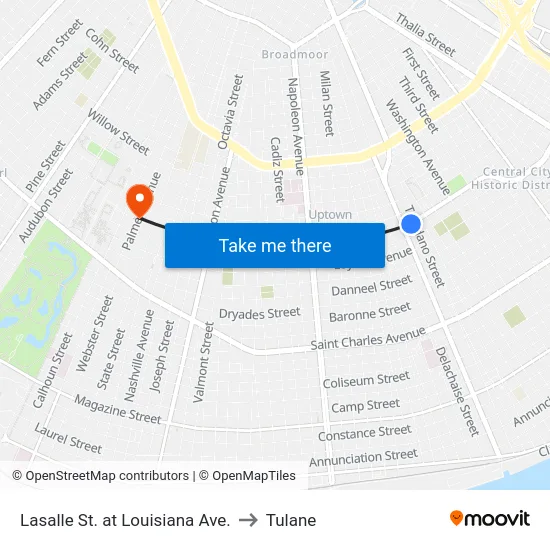 Lasalle St. at Louisiana Ave. to Tulane map