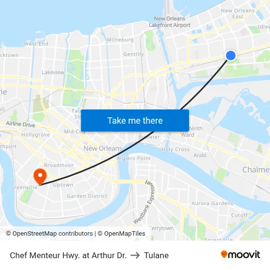 Chef Menteur Hwy. at Arthur Dr. to Tulane map