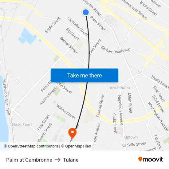 Palm at Cambronne to Tulane map