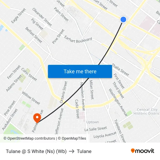 Tulane @ S White (Ns) (Wb) to Tulane map
