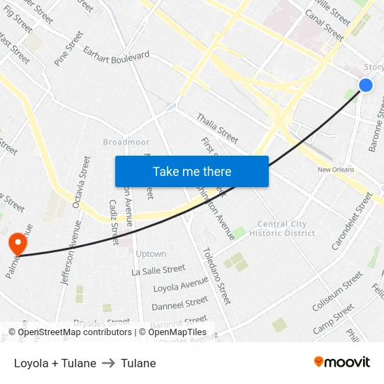 Loyola + Tulane to Tulane map