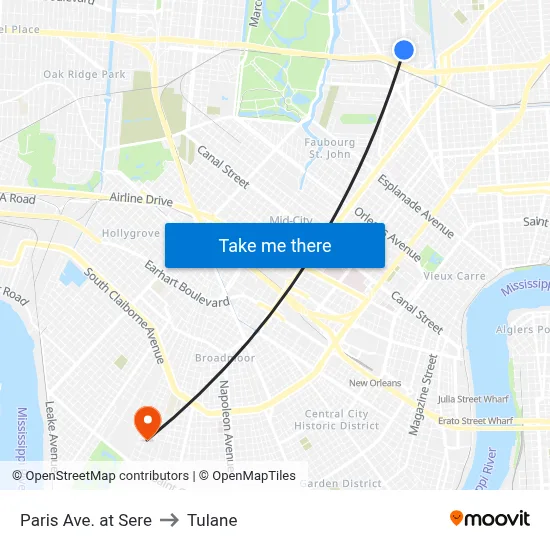 Paris Ave. at Sere to Tulane map