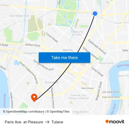 Paris Ave. at Pleasure to Tulane map