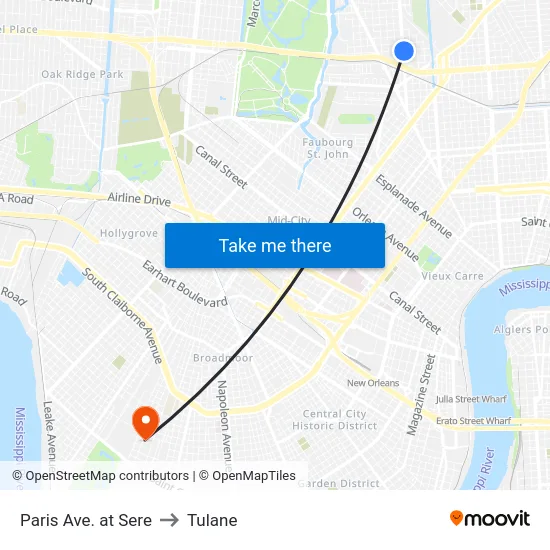 Paris Ave. at Sere to Tulane map