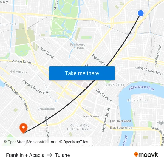 Franklin + Acacia to Tulane map