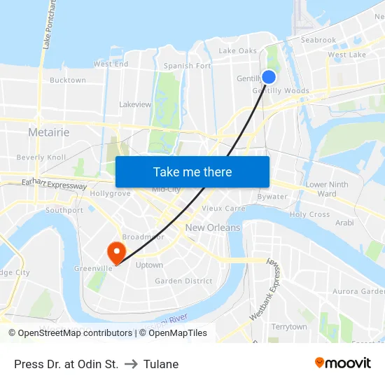 Press Dr. at Odin St. to Tulane map