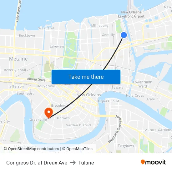 Congress Dr. at Dreux Ave to Tulane map