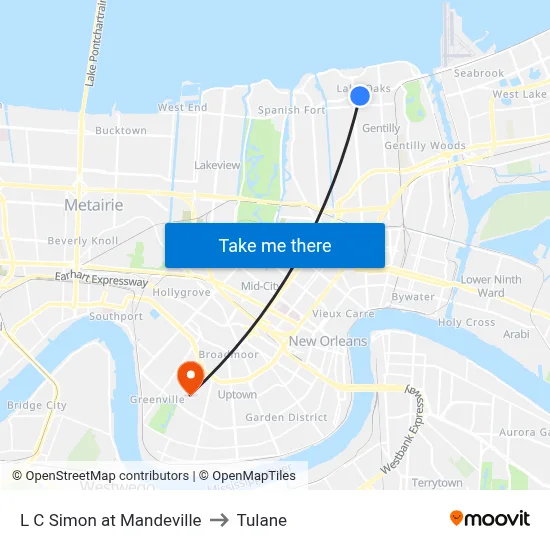 L C Simon at Mandeville to Tulane map
