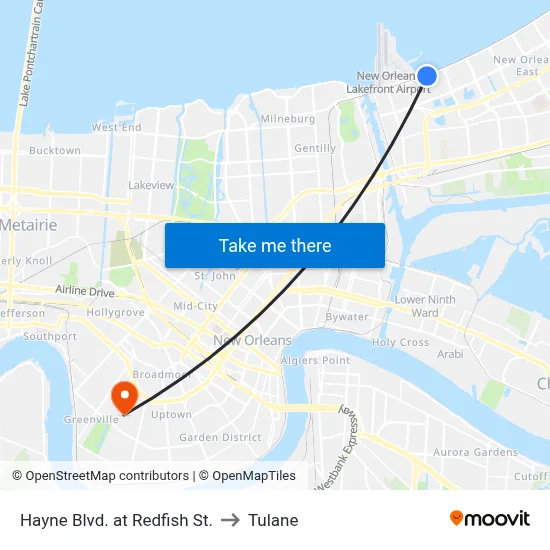 Hayne Blvd. at Redfish St. to Tulane map