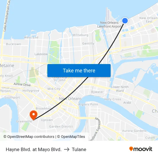 Hayne Blvd. at Mayo Blvd. to Tulane map
