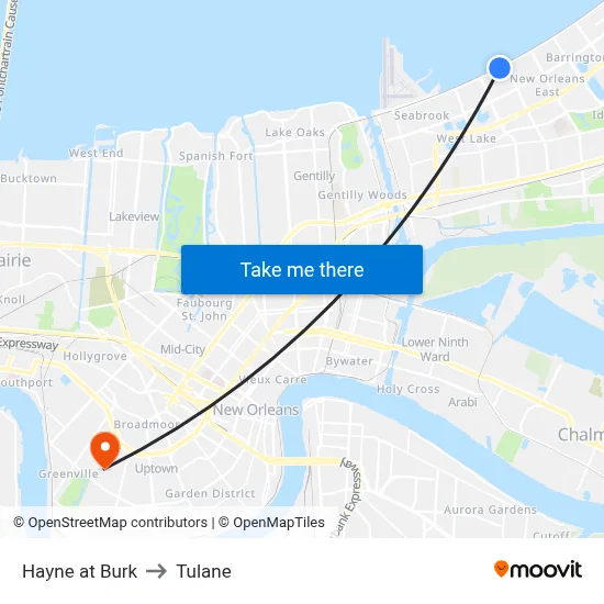 Hayne at Burk to Tulane map