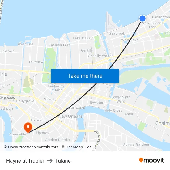 Hayne at Trapier to Tulane map
