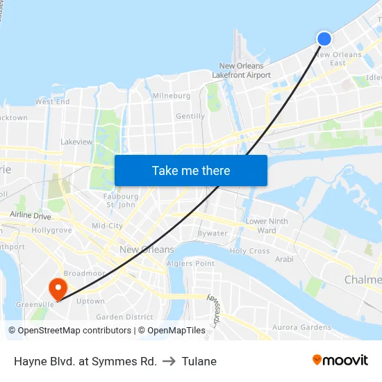 Hayne Blvd. at Symmes Rd. to Tulane map