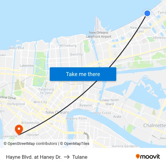 Hayne Blvd. at Haney Dr. to Tulane map
